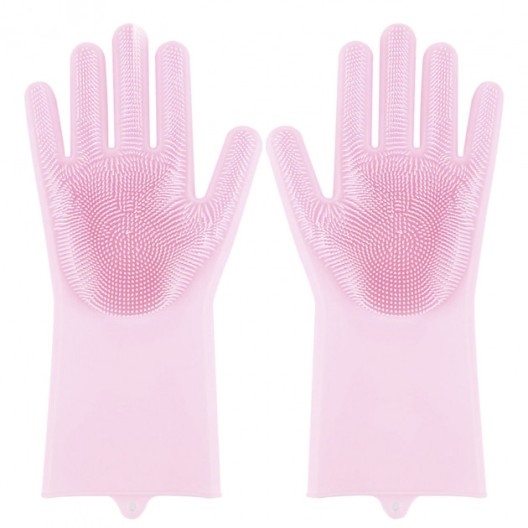 Силіконові рукавички Magic Silicone Gloves Pink для прибирання чистки миття посуду для будинку. Колір рожевий