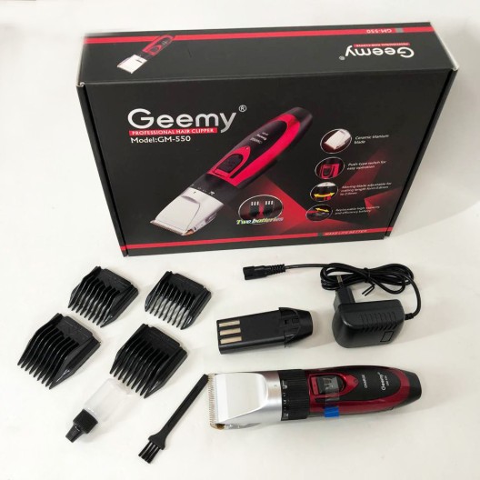 Професійна машинка для стрижки волосся GEMEI GM-550 з двома акумуляторами, Бритва триммер для бороди