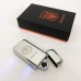 Дугова електроімпульсна запальничка USB Герб України індикатор заряду, ліхтарик HL-442. Колір: срібло