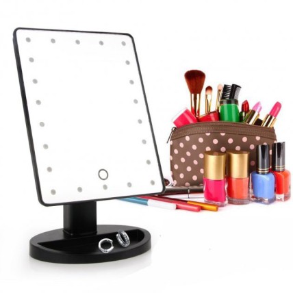 Дзеркало для макіяжу з 16 LED підсвічуванням Mirror White, Дзеркало зі світлом для макіяжу. Колір: чорний