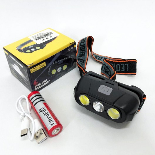 Ліхтар налобний акумуляторний KX-215-LED-2COB, світлодіодний налобний ліхтар для нічних прогулянок
