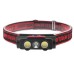 Ліхтар налобний PLD-2119B-XPE+2COB(white+red), Ліхтар на голову для риболовлі, Водонепроникний ліхтарик