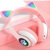 Бездротові навушники з котячими вушками та RGB підсвічуванням Cat VZV 23M. Колір: рожевий