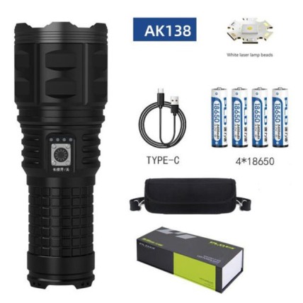 Ручний ліхтар Police AK138 WHITE LASER LED PM60-TG із зарядкою USB, що працює від 4х18650 акумуляторів