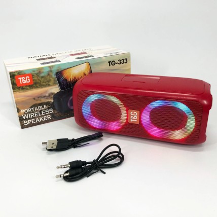 Портативна колонка TG333 2x5W з RGB підсвічуванням, бездротова колонка портативна потужна. Колір: червоний
