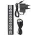 Розгалужувач USB HUB на 10 портів з активною зарядкою 220V, Розгалужувач юсб, Хаб для ноутбука