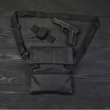 Набір 2В1. Шкіряна сумка з кобурою + ліхтарик професійний POLICE BL-X71-P50