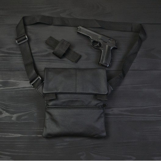 Набір 2В1. Шкіряна сумка з кобурою + ліхтарик професійний POLICE BL-X71-P50
