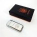 Дугова електроімпульсна запальничка USB Герб України індикатор заряду, ліхтарик HL-442. Колір: срібло