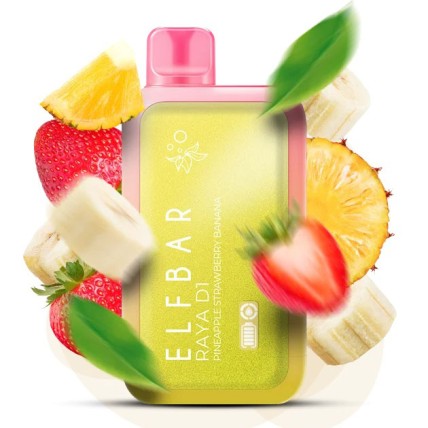 Elf Bar RAYA D1 5% 13000. Ананас Полуниця Банан (Pineapple Strawberry Banana)