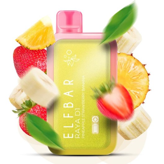 Elf Bar RAYA D1 5% 13000. Ананас Полуниця Банан (Pineapple Strawberry Banana)