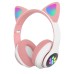Бездротові навушники з котячими вушками та RGB підсвічуванням Cat VZV 23M. Колір: рожевий