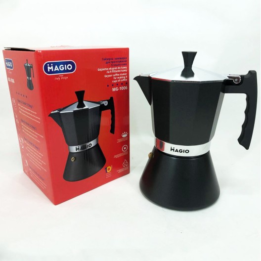 Гейзерна кавоварка Magio MG-1006 450 мл, Гейзер для кави, Кавоварка еспресо для плити