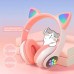 Бездротові навушники з котячими вушками та RGB підсвічуванням Cat VZV 23M. Колір: рожевий